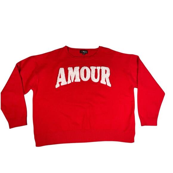 33 Degrees Amour Womens Graphic Sweater Size 2XL NWOT Red & White Cozy Pullover - Picture 8 of 14